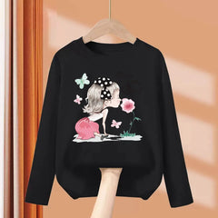 Girls’ Long-Sleeve Cotton T-Shirt – Fun Printed Spring Top
