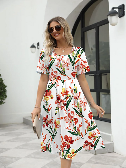Elegance in Bloom: Printed Midi Dress