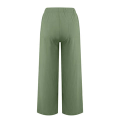 Women's High-Waisted Cotton Linen Wide-Leg Trousers – Casual Loose Fit