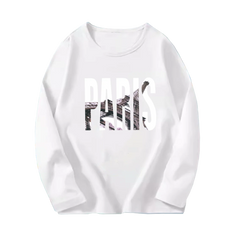 Girls' Paris Eiffel Tower Long-Sleeve Cotton T-Shirt