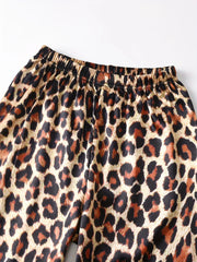Girls' Leopard Print Satin Pyjama Set – 3-Piece Loungewear for All Seasons