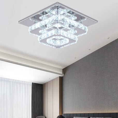 KOMORE 36W Crystal LED Ceiling Light – Modern Flush Mount, Cool White