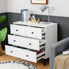 GOFLAME 4-Drawer Wooden Dresser – Modern Chest of Drawers with Anti-Tip Safety