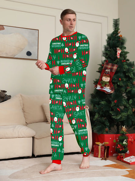 Festive Green Family Christmas Pyjamas