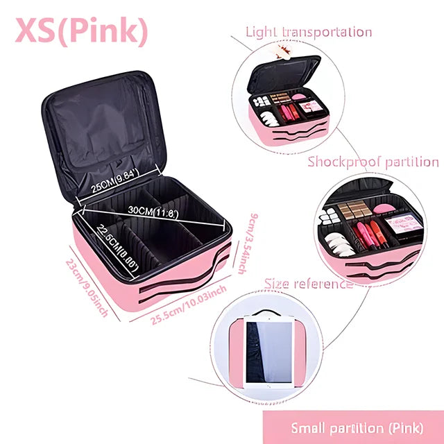 Large Makeup Case with Adjustable Dividers
