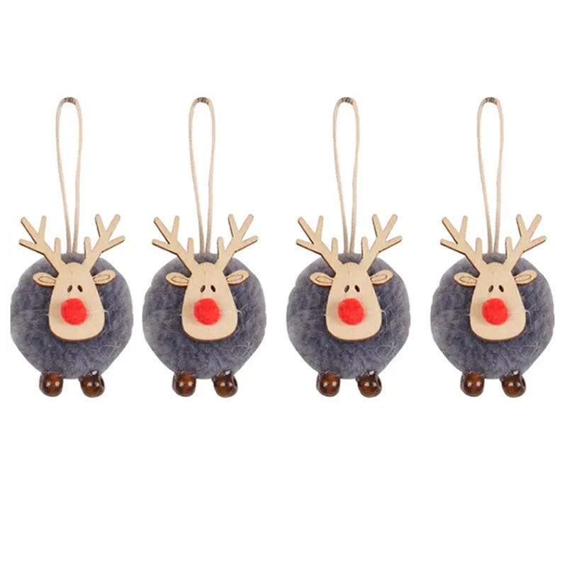 Felt Reindeer Christmas Decorations, Set of 4