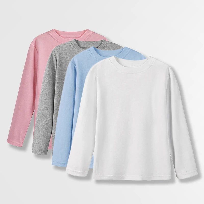 Kids' 100% Cotton Long Sleeve T-Shirt, 7 Colours