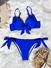 Sexy Front Bow Push-Up Bikini Set – High-Waist Two-Piece Swimsuit