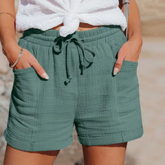 Women's Cotton Linen High-Waisted Shorts – Breathable Summer Casual Wear