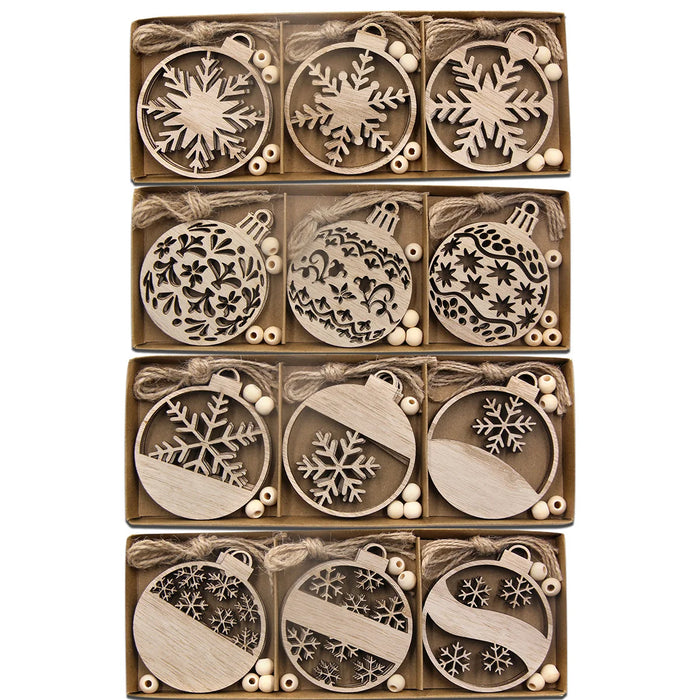 Wooden snowflake bauble ornaments, photo 2