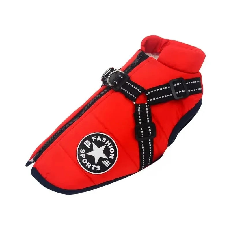 Waterproof Dog Coat with Built-In Harness, S to 4XL