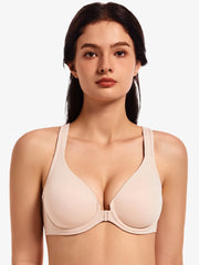 MELENECA Seamless Racerback Front Closure Bra – Full Coverage, Underwire Support
