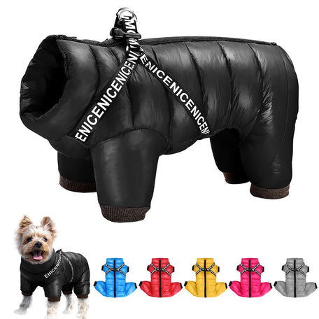 Waterproof dog snowsuit with harness, photo 1