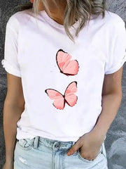Trendy Graphic Print T-Shirt – Casual Short Sleeve Women’s Tee
