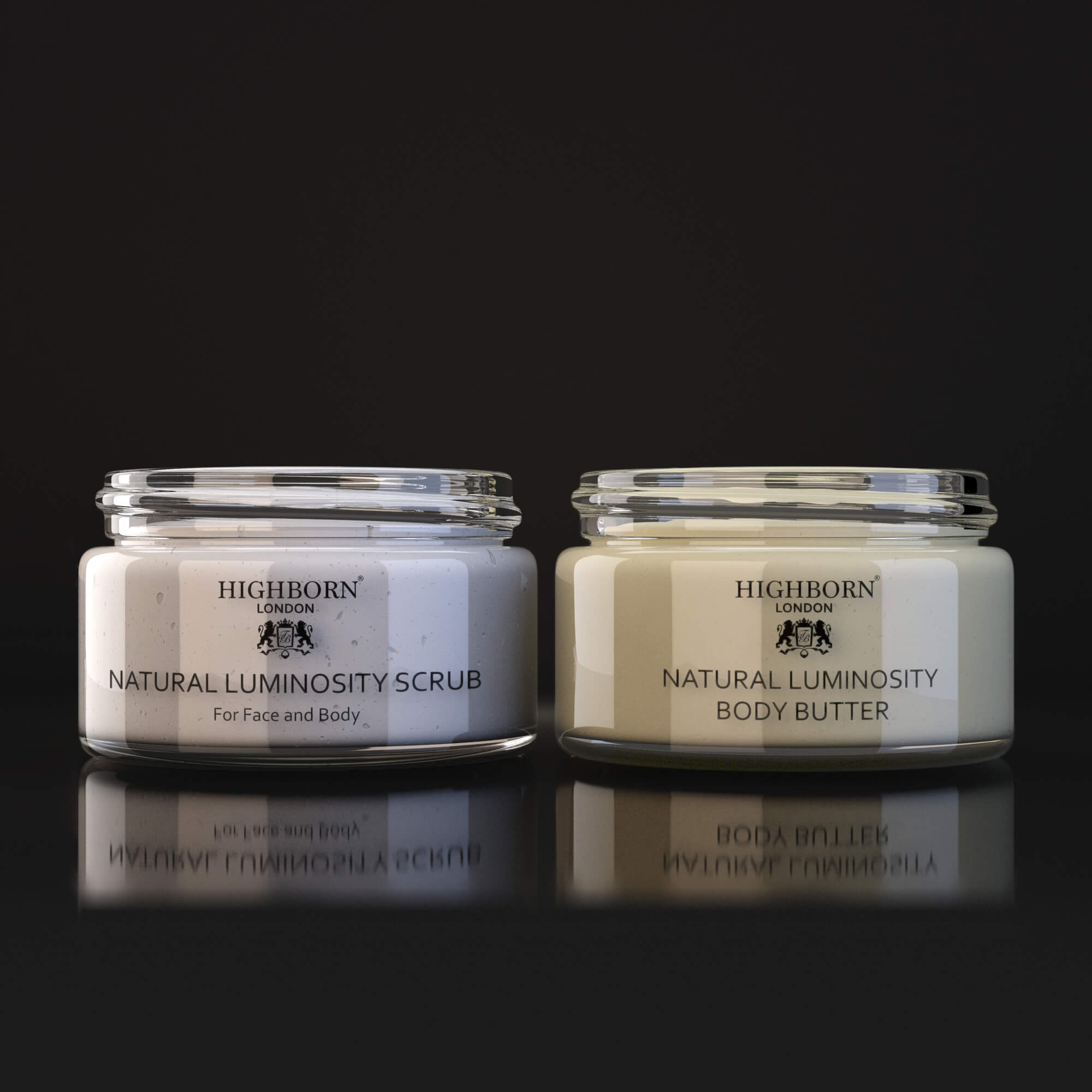 Scrub and Glow Set – Natural Luminosity Body Scrub & Body Butter, 220ml Each