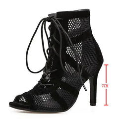 Elegance in Lace: Open Toe Heels