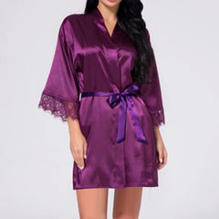 Satin Lace Kimono Robe