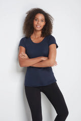 Women's Scoop Neck T-Shirt – Cotton Modal, UK 6-18, Made in Portugal
