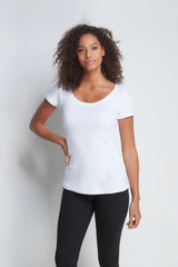 Women's Scoop Neck T-Shirt – Cotton Modal, UK 6-18, Made in Portugal