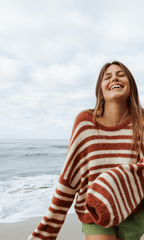 Sisstrevolution Women's Ocean Shores Striped Jumper, Cropped Fit