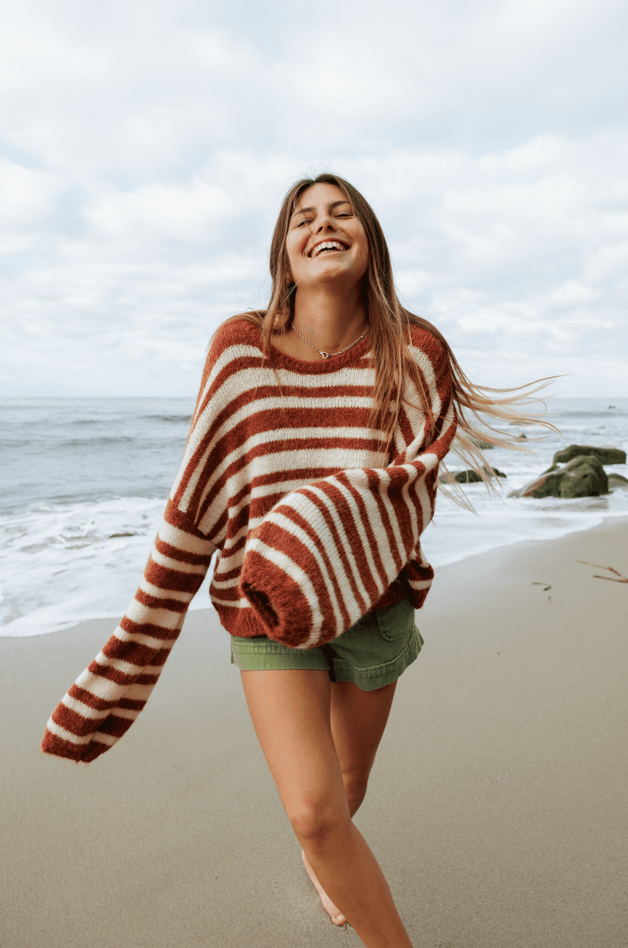 Sisstrevolution Women's Ocean Shores Striped Jumper, Cropped Fit