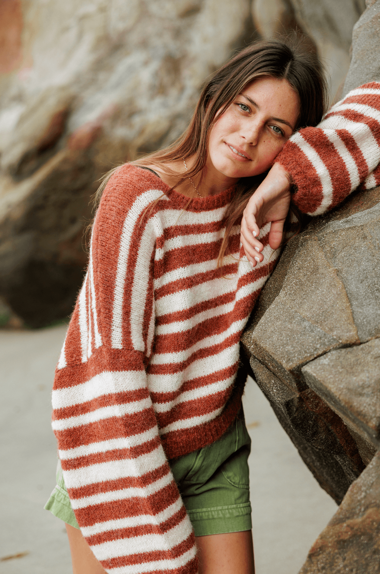 Sisstrevolution Women's Ocean Shores Striped Jumper, Cropped Fit