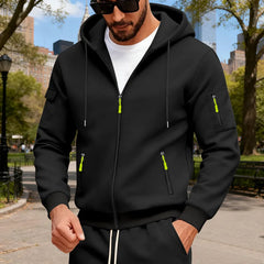 Fleece Zipper Arm Pocket Men's Hoodie