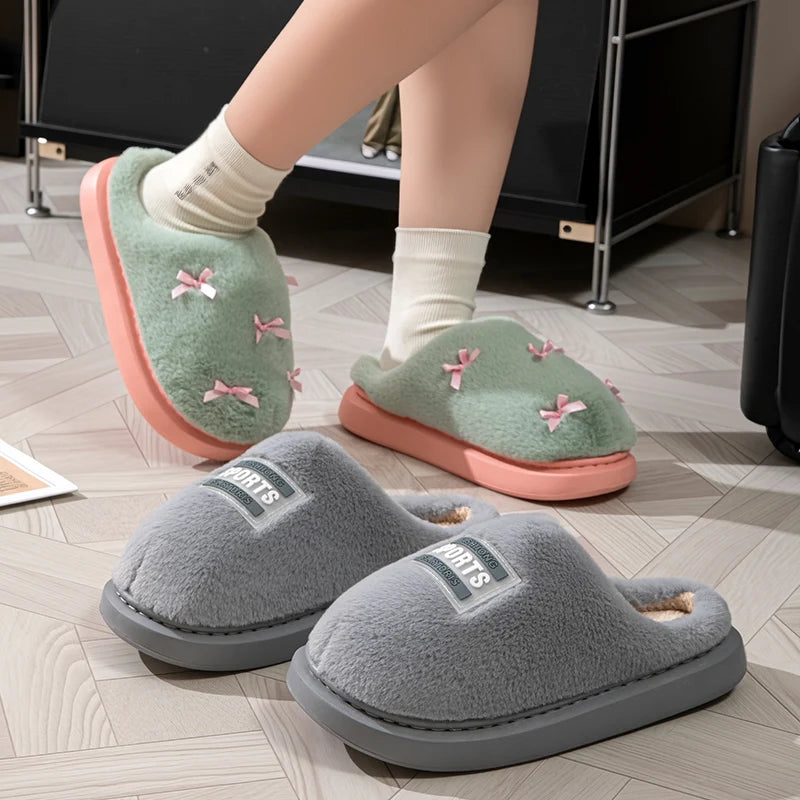 Women's Fluffy Bow Slippers