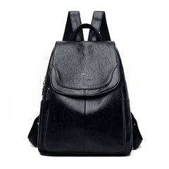 Women's Large Capacity PU Leather Backpack – Stylish Travel & School Bag