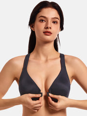 MELENECA Seamless Racerback Front Closure Bra – Full Coverage, Underwire Support