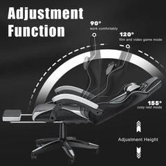EliteGamer Ergonomic Gaming Chair – Reclining Chair with Footrest & Lumbar Support