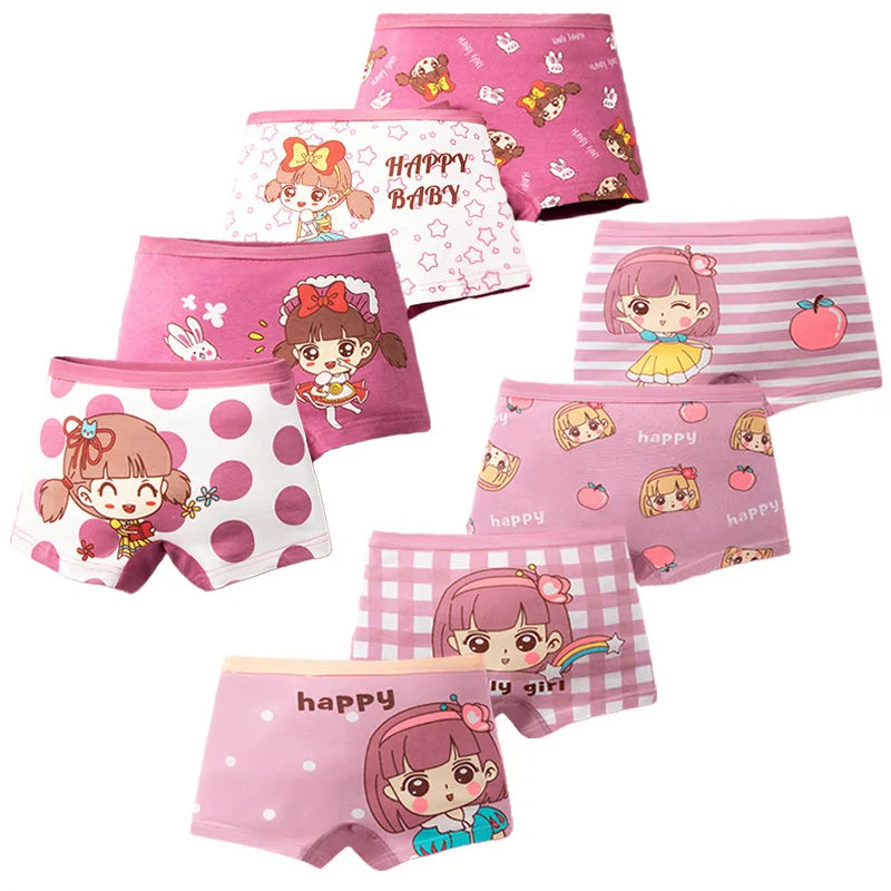 Girls' Cotton Boxer Briefs, Pack of 4