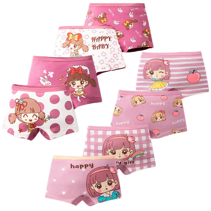 Girls' Cotton Boxer Briefs, Pack of 4