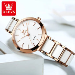 OLEVS Luxury Rose Gold Women's Ceramic Watch