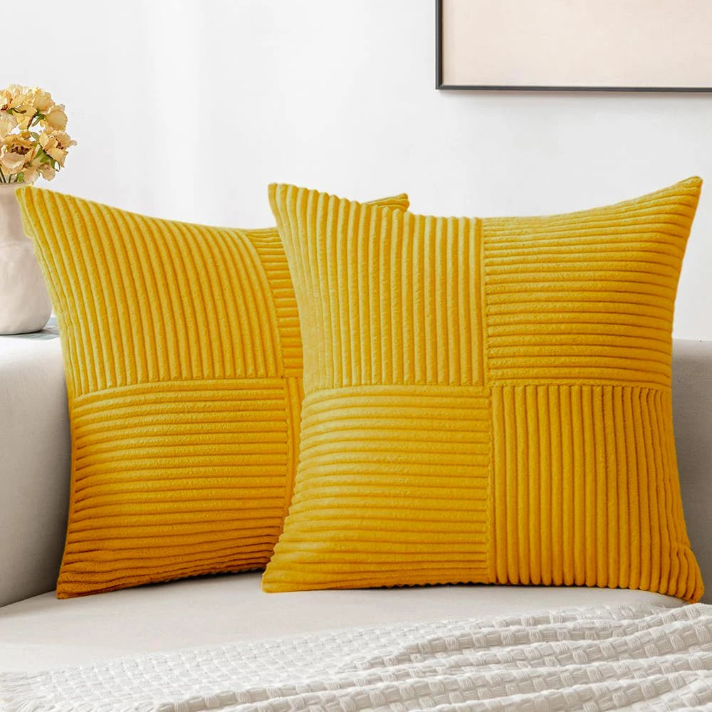 Corduroy Patchwork Cushion Cover