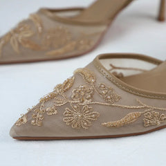 Elegance Embroidered Slingback Heels