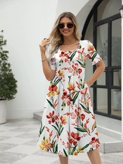 Elegance in Bloom: Printed Midi Dress