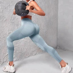 High-Waisted Booty-Lifting Leggings – Striped Mesh Gym & Running Tights