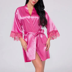 Satin Lace Kimono Robe