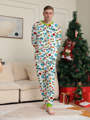 Festive Elk Family Pyjama Set - Red & Green Plaid