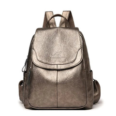Women's Large Capacity PU Leather Backpack – Stylish Travel & School Bag