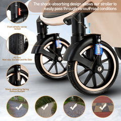 Luxurious 3-in-1 Baby Stroller – Portable High Landscape Folding Pram with Aluminum Frame