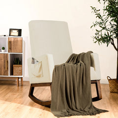 GOFLAME Modern Upholstered Rocking Chair – Fabric Armchair with Wooden Base