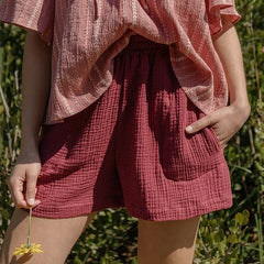 Women's 100% Cotton Muslin Shorts – High Waist Wide-Leg Summer Shorts