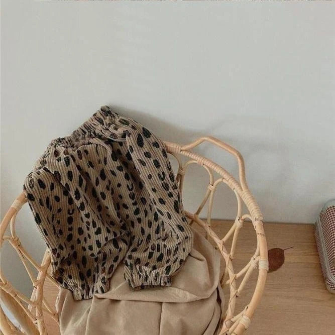 Girls' Leopard Print Loose Trousers