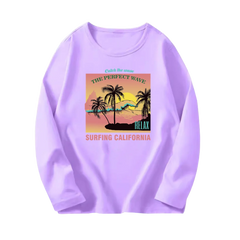 Girls' Paris Eiffel Tower Long-Sleeve Cotton T-Shirt