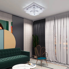Minimalist Square Crystal LED Ceiling Light – Modern Flush Mount Chandelier