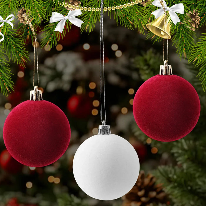 Wine red velvet Christmas baubles, photo 2