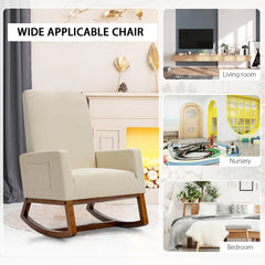 GOFLAME Modern Upholstered Rocking Chair – Fabric Armchair with Wooden Base