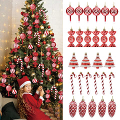 Red and White Candy Christmas Tree Decorations